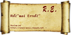 Rémai Ernő névjegykártya